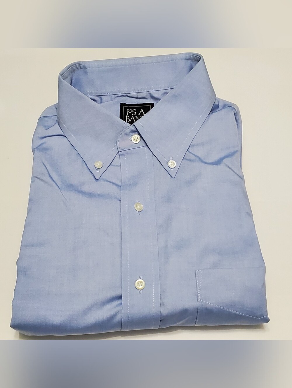 Jos. A. Bank Traveler Men's Dress Shirt Solid Blue Pattern 16.5-35 Cotton
